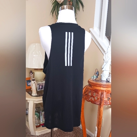 Adidas Running Prime Green Tank With Reflective Sripe On The Back. Black L EUC - Picture 2 of 9